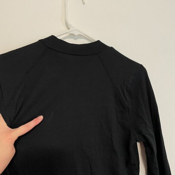 LOGO BY LORI GOLDSTEIN Principles 3/4 Sleeve Mock Neck Top Solid Black Cotton S - Picture 14 of 15
